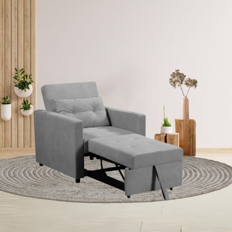 Fauteuil gris clair avec lit escamotable - Zaffiro