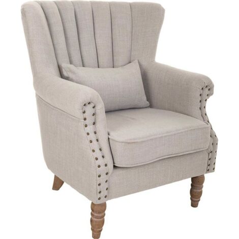 Fauteuil gris clair élégant en bois de caoutchouc confortable - gris clair effet bois naturel