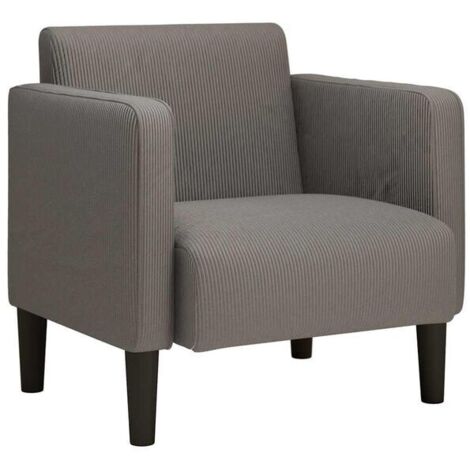 Fauteuil gris clair, hauteur 54 cm, tissu velours côtelé.