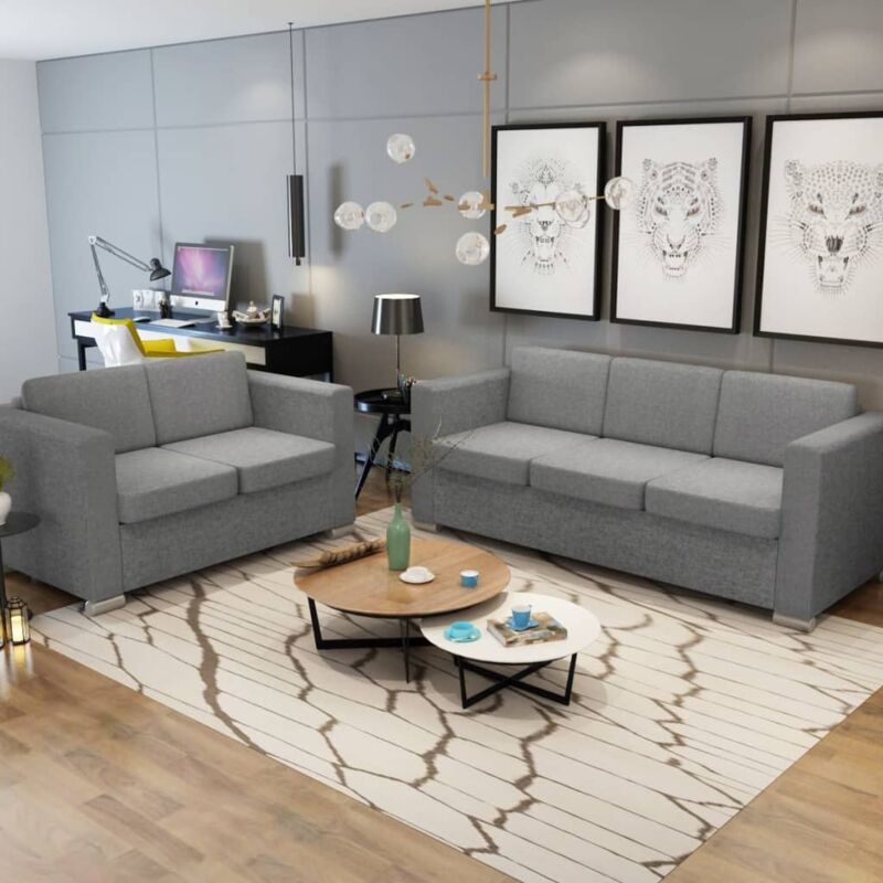 Vidaxl - Ensemble de canapés deux pièces Tissu Gris clair