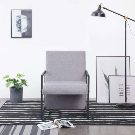 Vidaxl – Fauteuil relax gris clair en tissu – Cadre en bois massif – Design ergonomique – Dimensions 69x73x53 cm – Charge max 110 kg