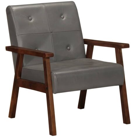 Fauteuil gris cuir véritable vidaXL