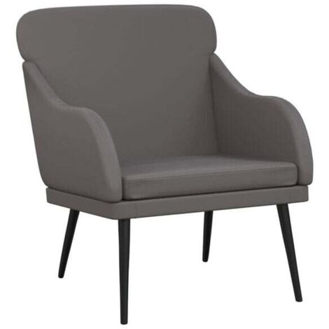 Fauteuil gris, dimensions : 63 x 76 x 80 cm, similicuir