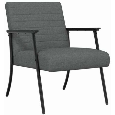 Fauteuil gris foncé, 59 x 75 x 78 cm, recouvert de tissu.
