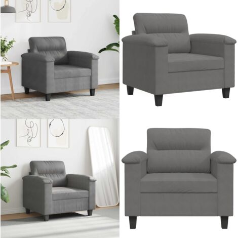 Fauteuil gris foncé 60 cm tissu microfibre - Fauteuil Gris - Fauteuils Confortables - Canapé Design - Mobilier Salon - Chaise Relaxante - Home & Living