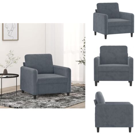 vidaXL Velours - Fauteuil Gris foncé 62x79x79 cm Velours