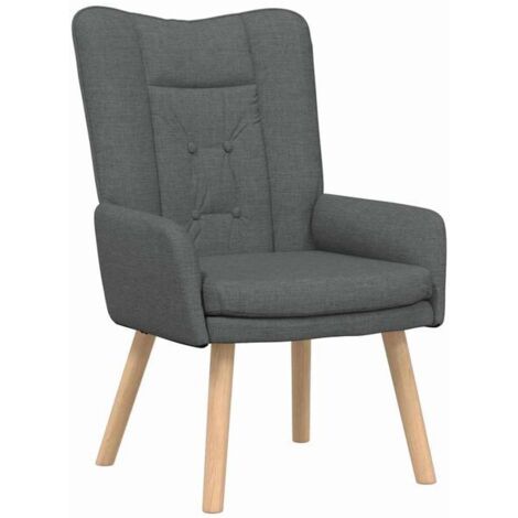 Fauteuil gris foncé, 63 x 67 x 94 cm, tissu et contreplaqué.