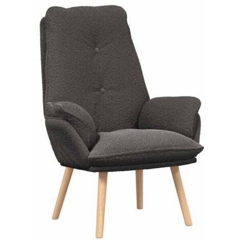 Fauteuil gris foncé, dimensions : 69 x 74 x 93 cm, revêtement en velours sherpa.