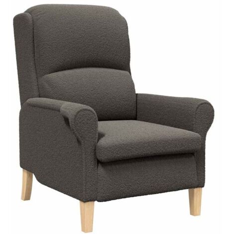 Fauteuil gris foncé, recouvert d'un tissu velours sherpa doux.