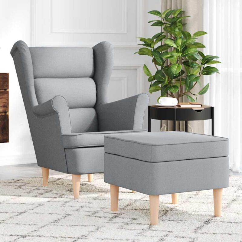 Vidaxl - Fauteuil avec repose-pied Gris clair Tissu