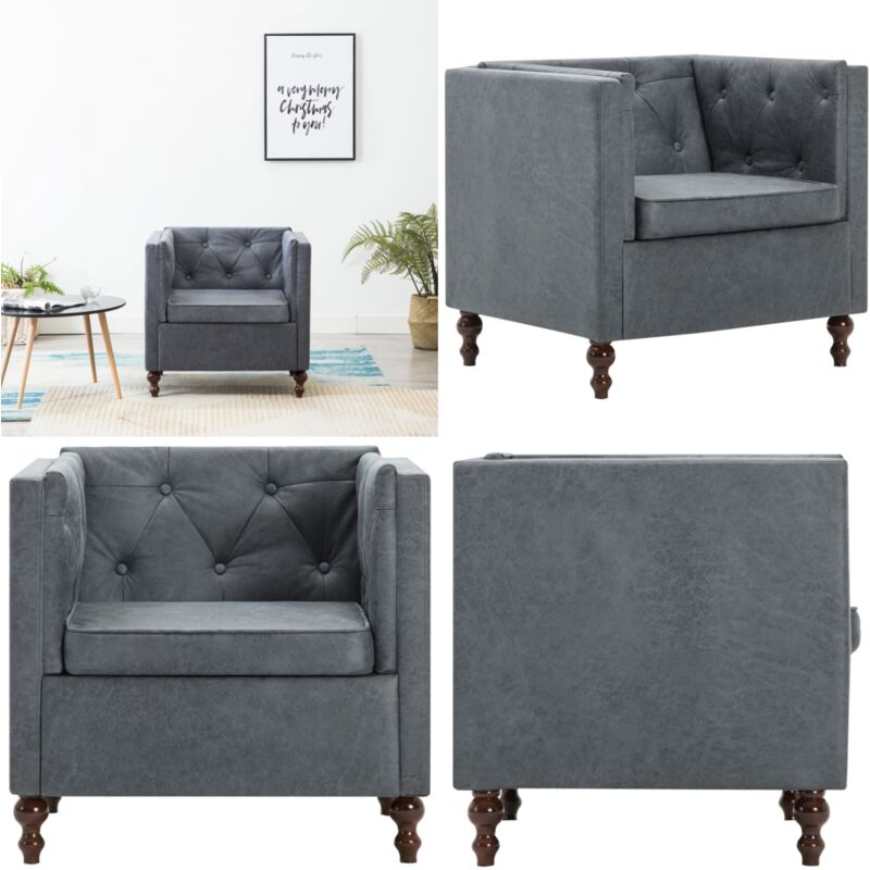Fauteuil gris tissu - Fauteuil Design - Fauteuil Moderne - Fauteuil Confortable - Chaise Lounge - Fauteuils Gris - Home & Living