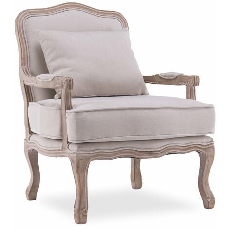 Fauteuil Gustave style Louis XV tissu beige