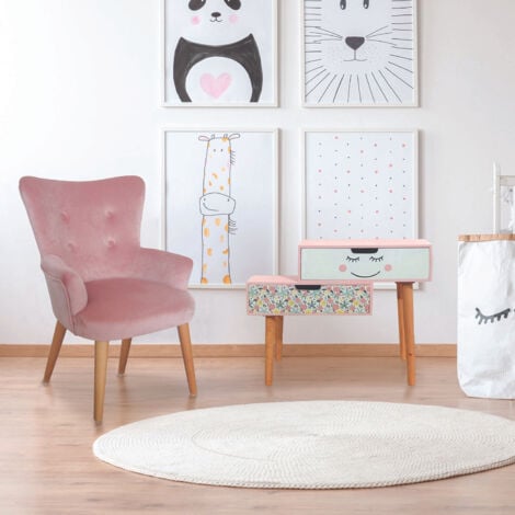 THE HOME DECO KIDS Fauteuil Helsinki Enfant Rose