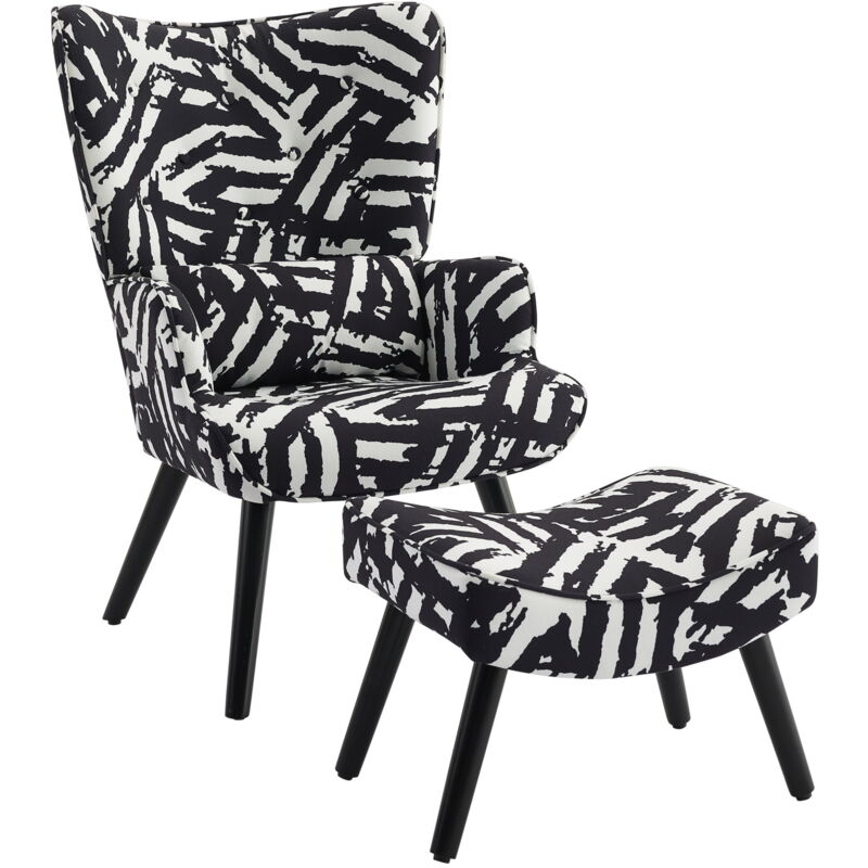 Fauteuil Homemiyn avec coussin et tabouret, canapé individuel pour salon, lignes irrégulières.