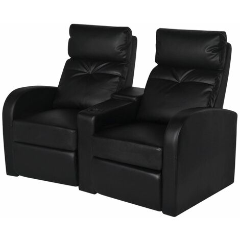 Fauteuil inclinable à 2 places Fauteuil Relax - Fauteuil Salon Cuir synthétique Noir BV403567 - BonneVie