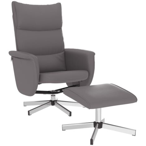 Fauteuil inclinable avec repose-pied gris similicuir vidaXL