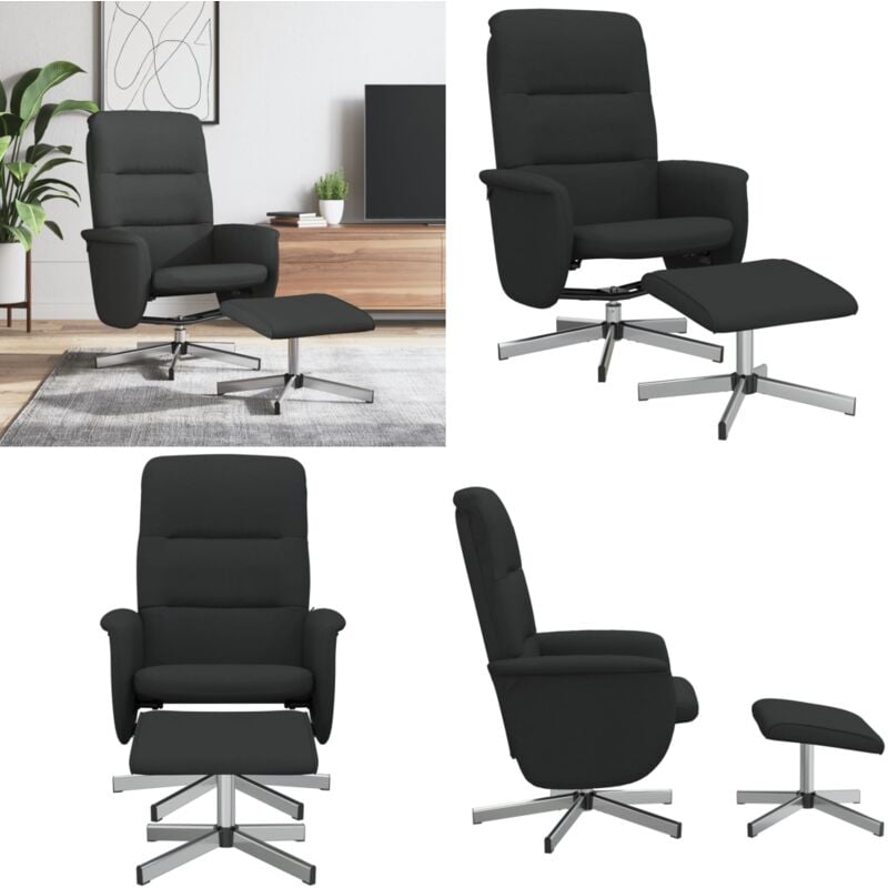 Vidaxl - Fauteuil inclinable avec repose-pied noir tissu - Fauteuil Inclinable - Fauteuil Relaxant - Chaise Inclinable - Mobilier De Salon - Canapé