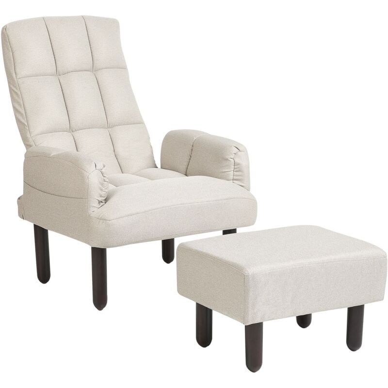 Beliani - Fauteuil Inclinable avec Repose-Pieds en Lin Retro Beige Oland