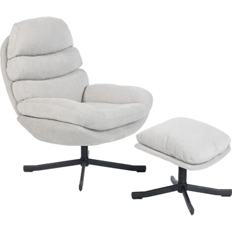 Fauteuil inclinable avec repose-pieds, fauteuil lounge en tissu chenille, fauteuil TV moderne, 78 x 93 x 100 cm, blanc crème
