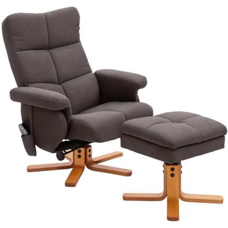 Fauteuil inclinable avec repose-pieds, fauteuil TV pivotant à 360° avec fonction massage, fonction inclinable, fauteuil de massage avec poche latérale, fauteuil TV en polyester pour le salon, marron