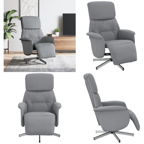 Fauteuil inclinable avec repose-pieds gris clair tissu - Fauteuil confortable - Fauteuil pivotant