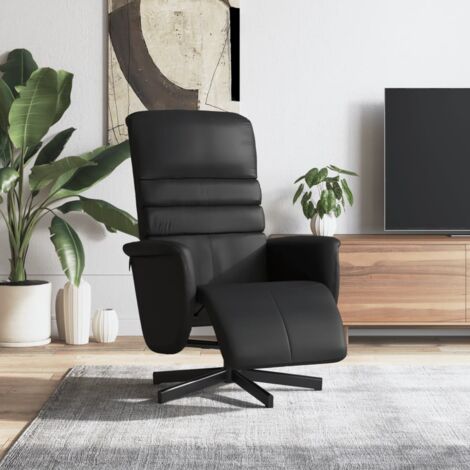 Fauteuil inclinable avec repose-pieds noir similicuir vidaXL