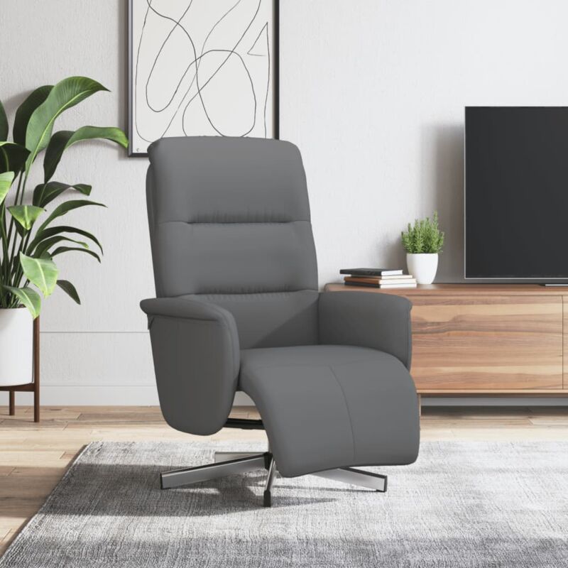 vidaXL Fauteuil réglable avec repose-pieds tissu gris foncé