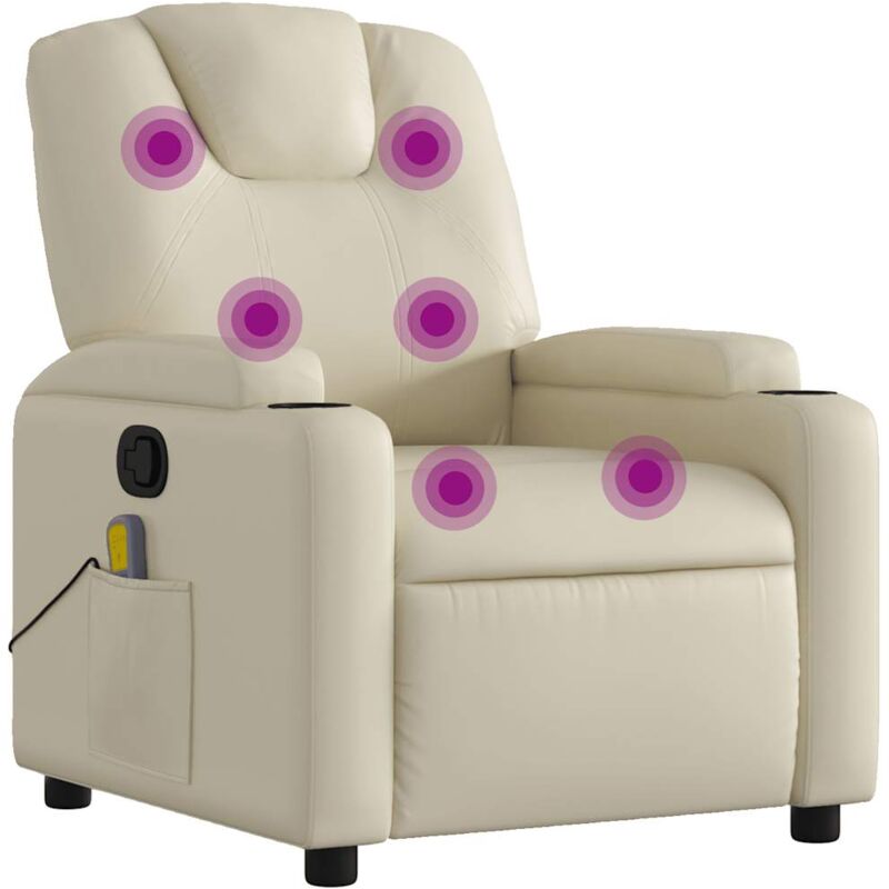 Fauteuil inclinable de massage Crème Similicuir - Vidaxl