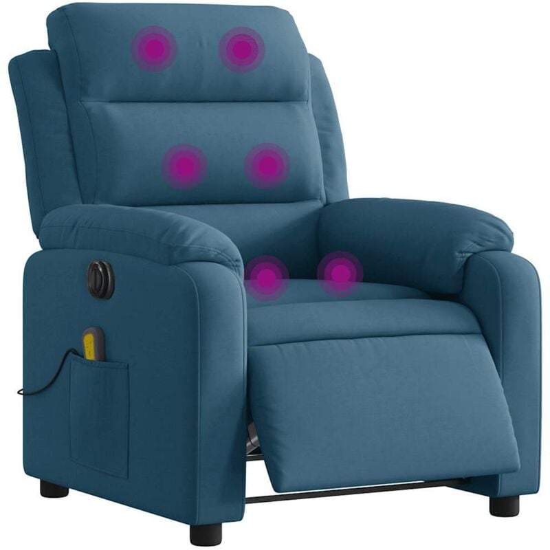 Vidaxl - Fauteuil inclinable de massage électrique bleu velours