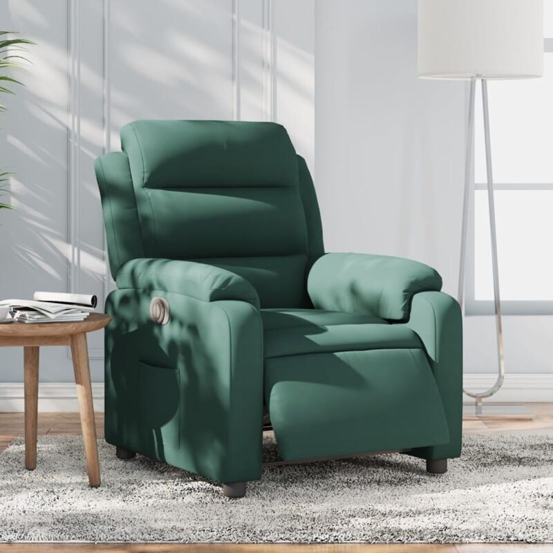 Vidaxl - Fauteuil inclinable électrique vert foncé velours