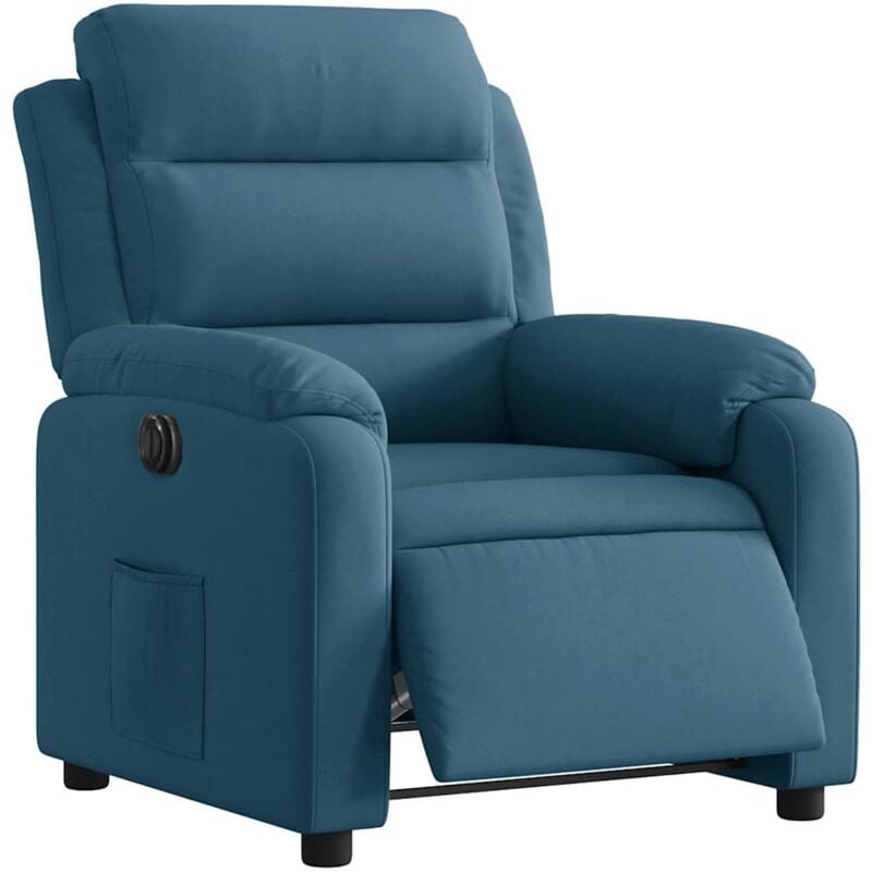 Vidaxl - Fauteuil inclinable électrique bleu velours