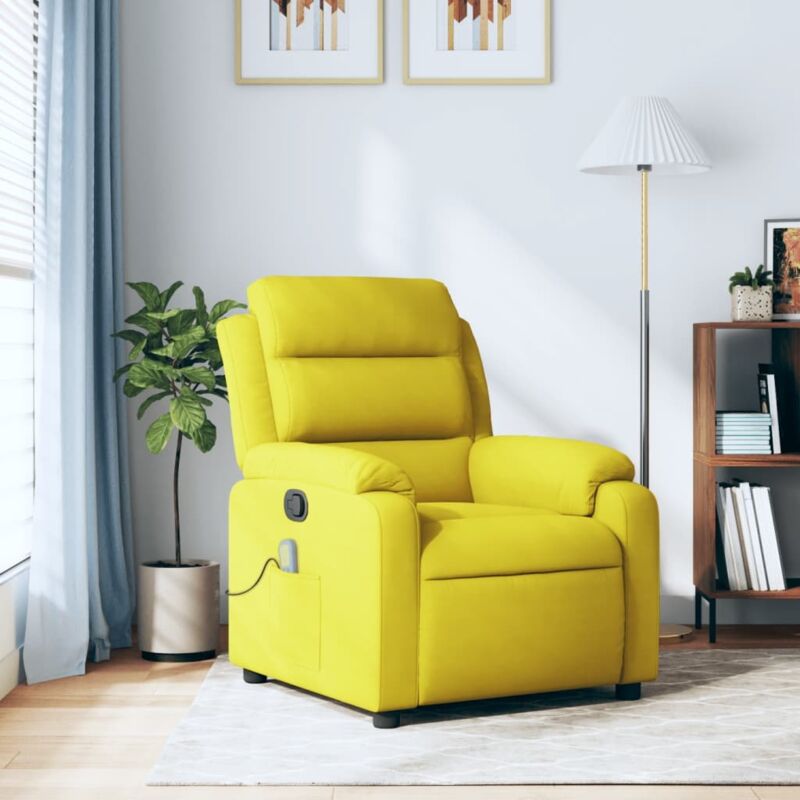 Fauteuil de massage inclinable jaune velours Vidaxl