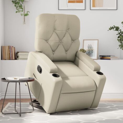 Fauteuil inclinable-Chaise de relaxation-Fauteuil Relax Crème Similicuir 253486