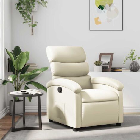 Fauteuil inclinable-Chaise de relaxation-Fauteuil Relax Crème Similicuir 279343