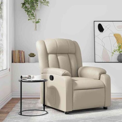 Fauteuil inclinable-Chaise de relaxation-Fauteuil Relax Crème Similicuir 317706