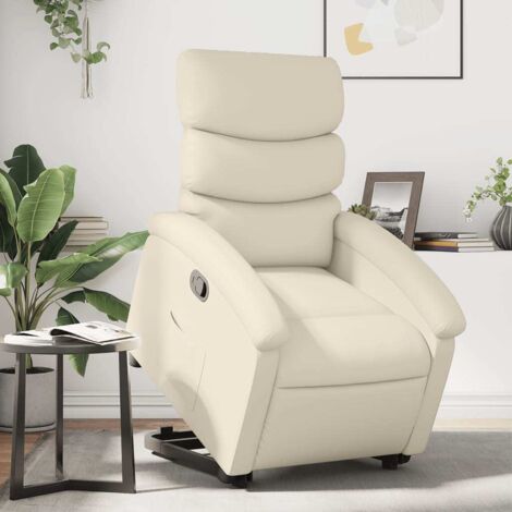 Fauteuil inclinable-Chaise de relaxation-Fauteuil Relax Crème Similicuir 513212