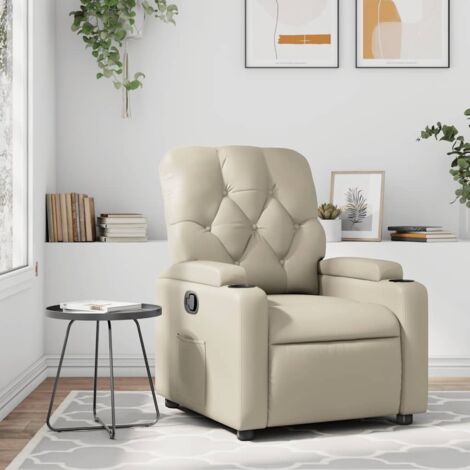 Fauteuil inclinable-Chaise de relaxation-Fauteuil Relax Crème Similicuir 663401
