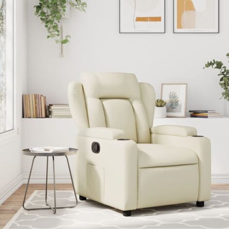 Fauteuil inclinable-Chaise de relaxation-Fauteuil Relax Crème Similicuir 806646
