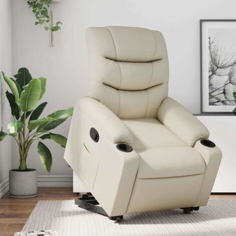 Fauteuil inclinable-Chaise de relaxation-Fauteuil Relax Crème Similicuir 889403