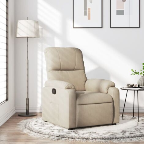 Fauteuil inclinable-Chaise de relaxation-Fauteuil Relax crème tissu microfibre 602879