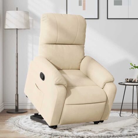 Fauteuil inclinable-Chaise de relaxation-Fauteuil Relax crème tissu microfibre 888339