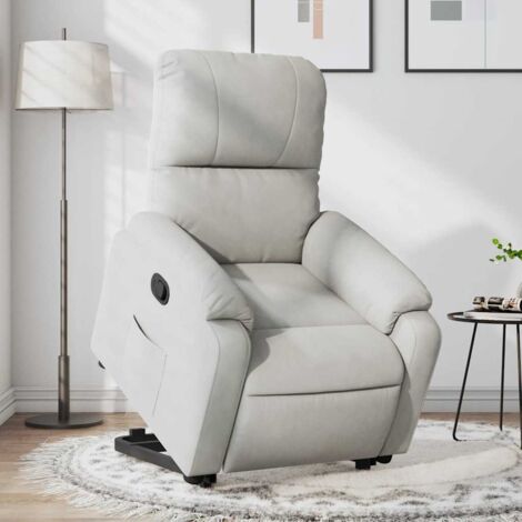 Fauteuil inclinable-Chaise de relaxation-Fauteuil Relax gris clair tissu microfibre 644874