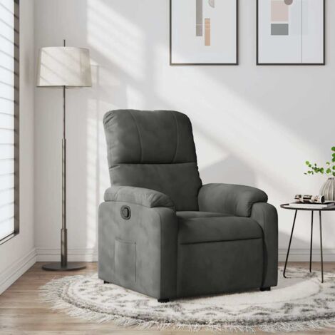 Fauteuil inclinable-Chaise de relaxation-Fauteuil Relax gris foncé tissu microfibre 108848