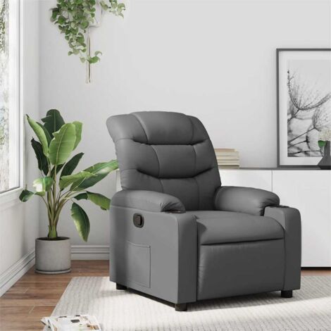Fauteuil inclinable-Chaise de relaxation-Fauteuil Relax Gris Similicuir 168526