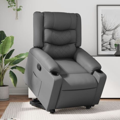 Fauteuil inclinable-Chaise de relaxation-Fauteuil Relax Gris Similicuir 254358
