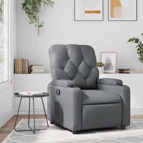 Fauteuil inclinable-Chaise de relaxation-Fauteuil Relax Gris Similicuir 280697