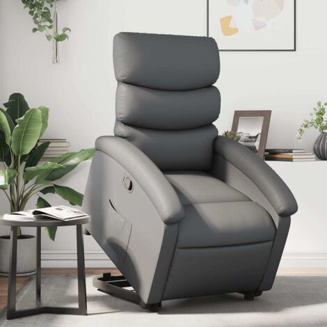 Fauteuil inclinable-Chaise de relaxation-Fauteuil Relax Gris Similicuir 541254