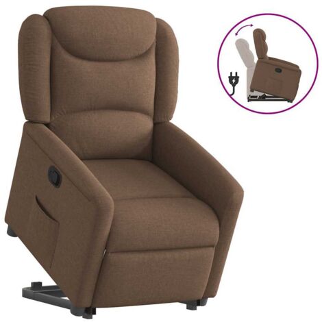 Fauteuil inclinable-Chaise de relaxation-Fauteuil Relax Marron Tissu 193632