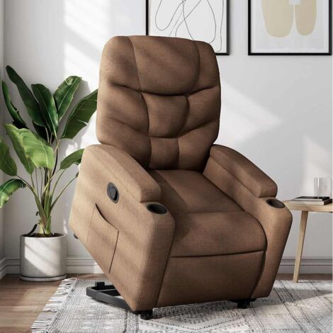 Fauteuil inclinable-Chaise de relaxation-Fauteuil Relax Marron Tissu 437312