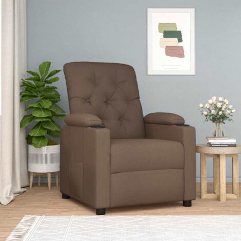 Fauteuil inclinable-Chaise de relaxation-Fauteuil Relax Marron Tissu 878908